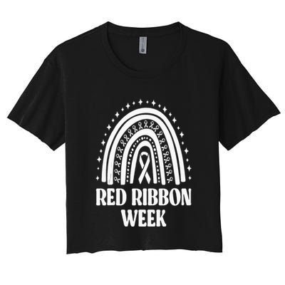 We Wear Red Ribbon Week Drug free red ribbon week Crop Top