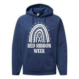 We Wear Red Ribbon Week Drug free red ribbon week Performance Fleece Hoodie