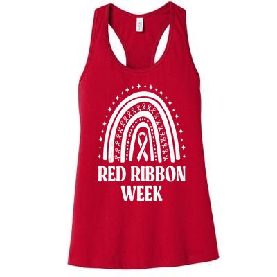 We Wear Red Ribbon Week Drug free red ribbon week Women's Racerback Tank