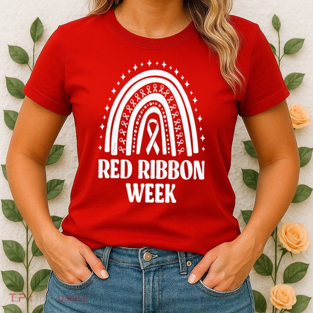 We Wear Red Ribbon Week Drug free red ribbon week Womens T-Shirt