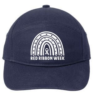 We Wear Red For Red Ribbon Week Awareness Leopard Rainbow 7-Panel Snapback Hat