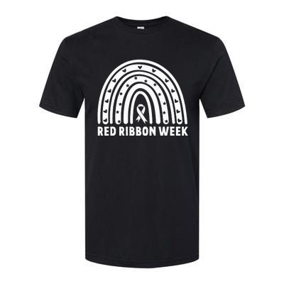 We Wear Red For Red Ribbon Week Awareness Leopard Rainbow Softstyle CVC T-Shirt