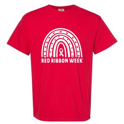 We Wear Red For Red Ribbon Week Awareness Leopard Rainbow Garment-Dyed Heavyweight T-Shirt