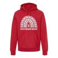 We Wear Red For Red Ribbon Week Awareness Leopard Rainbow Premium Hoodie