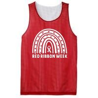 We Wear Red For Red Ribbon Week Awareness Leopard Rainbow Mesh Reversible Basketball Jersey Tank