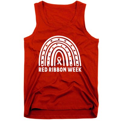 We Wear Red For Red Ribbon Week Awareness Leopard Rainbow Tank Top