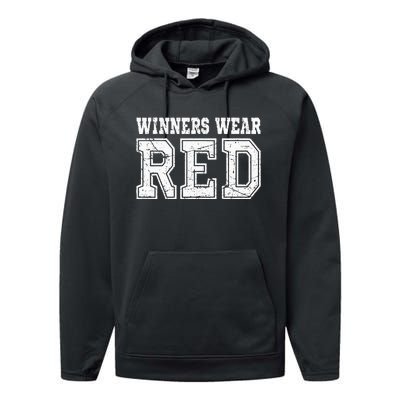 Winners Wear Red Color Team Spirit Game War Camp Parent Crew Performance Fleece Hoodie