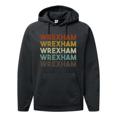 Wrexham Wales Retro 80s Souvenir Performance Fleece Hoodie