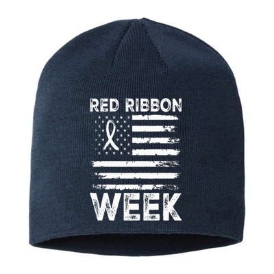 We Wear Red For Red Ribbon Week Awareness Sustainable Beanie