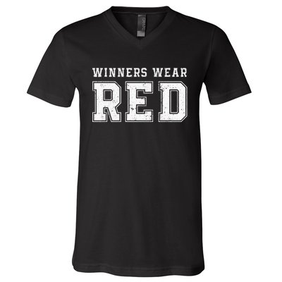 Winners Wear Red Team Spirit Game Competition V-Neck T-Shirt