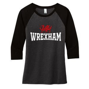 Wrexham Wales Red Dragon Souvenir Women's Tri-Blend 3/4-Sleeve Raglan Shirt