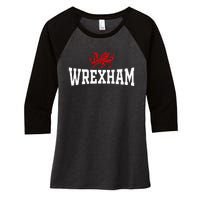 Wrexham Wales Red Dragon Souvenir Women's Tri-Blend 3/4-Sleeve Raglan Shirt