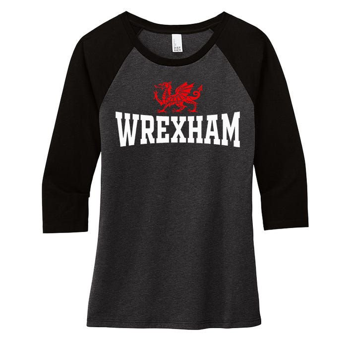 Wrexham Wales Red Dragon Souvenir Women's Tri-Blend 3/4-Sleeve Raglan Shirt