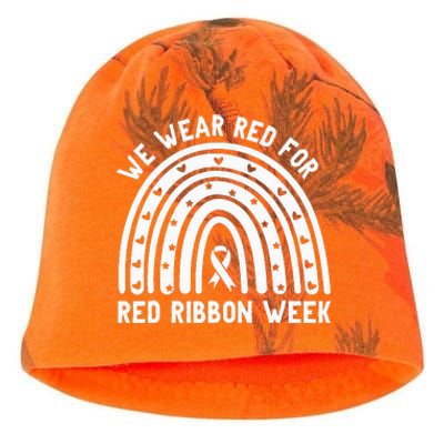 We Wear Red For Red Ribbon Week Awareness Drug Free Rainbow Kati - Camo Knit Beanie