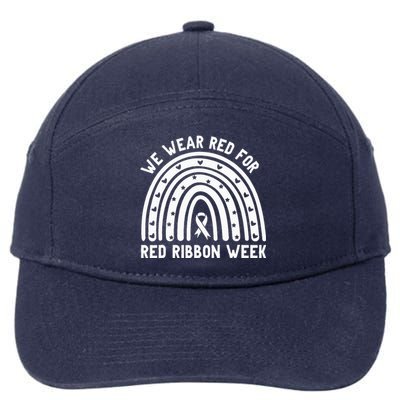 We Wear Red For Red Ribbon Week Awareness Drug Free Rainbow 7-Panel Snapback Hat