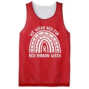 We Wear Red For Red Ribbon Week Awareness Drug Free Rainbow Mesh Reversible Basketball Jersey Tank