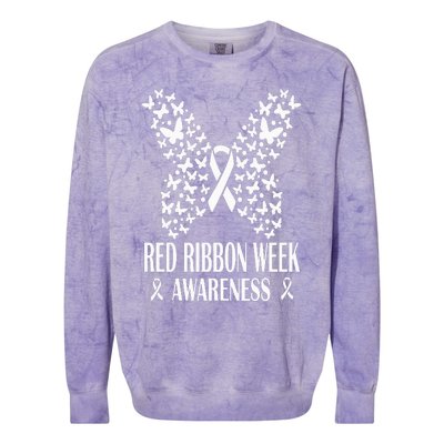 We Wear Red Ribbon Week Drug free Red Ribbon Week Awareness Colorblast Crewneck Sweatshirt