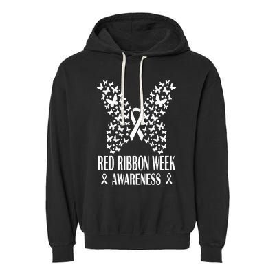 We Wear Red Ribbon Week Drug free Red Ribbon Week Awareness Garment-Dyed Fleece Hoodie