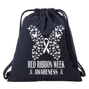 We Wear Red Ribbon Week Drug free Red Ribbon Week Awareness Drawstring Bag