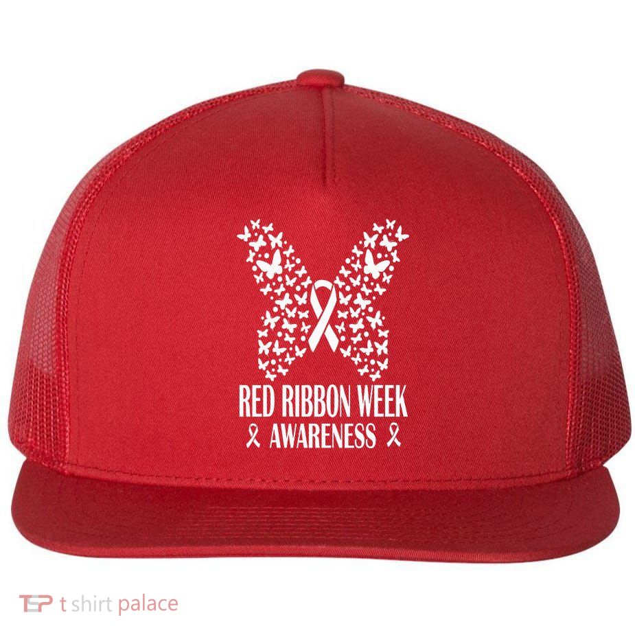 We Wear Red Ribbon Week Drug free Red Ribbon Week Awareness Flatbill Hat
