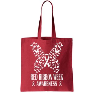 We Wear Red Ribbon Week Drug free Red Ribbon Week Awareness Tote Bag