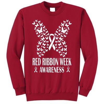 We Wear Red Ribbon Week Drug free Red Ribbon Week Awareness Tall Sweatshirt