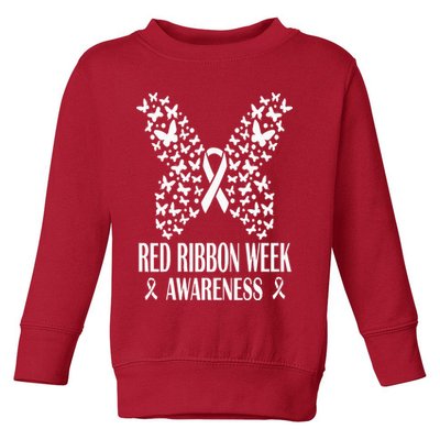 We Wear Red Ribbon Week Drug free Red Ribbon Week Awareness Toddler Sweatshirt
