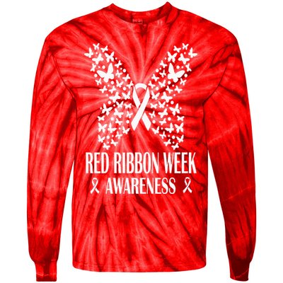 We Wear Red Ribbon Week Drug free Red Ribbon Week Awareness Tie-Dye Long Sleeve Shirt