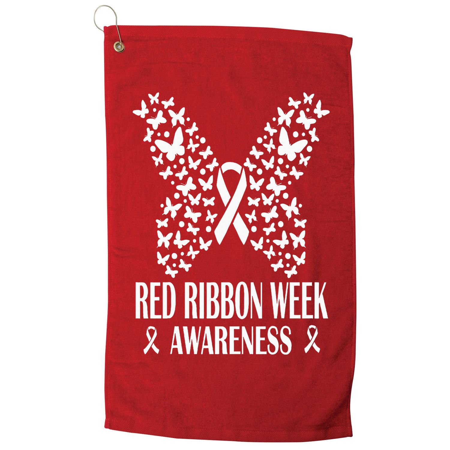 We Wear Red Ribbon Week Drug free Red Ribbon Week Awareness Golf Towel