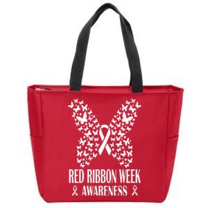 We Wear Red Ribbon Week Drug free Red Ribbon Week Awareness Zip Tote Bag