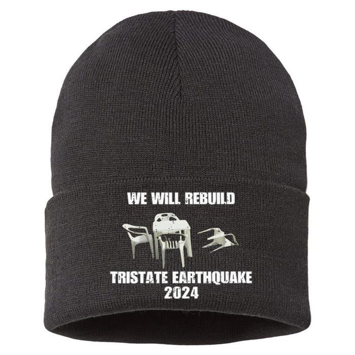 We Will Rebuild Tristate Earthquake 2024 I Survived Sustainable Knit Beanie