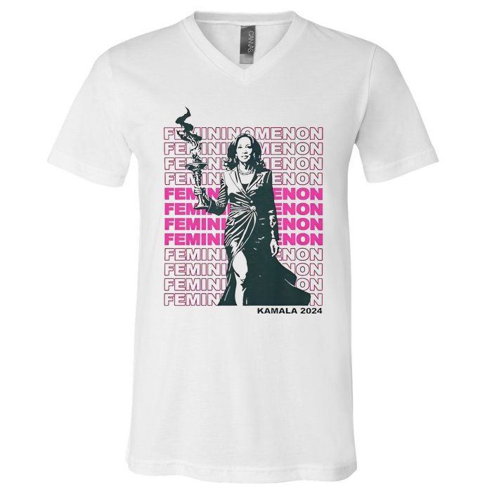 What We Really Need Is A Femininomenon Tees Femininomenon Kamala Harris 2024 V-Neck T-Shirt