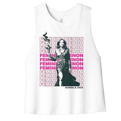 What We Really Need Is A Femininomenon Tees Femininomenon Kamala Harris 2024 Women's Racerback Cropped Tank