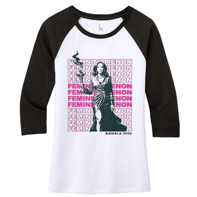 What We Really Need Is A Femininomenon Tees Femininomenon Kamala Harris 2024 Women's Tri-Blend 3/4-Sleeve Raglan Shirt