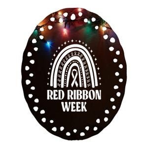 We Wear Red Ribbon Week Drug free red ribbon week Ceramic Oval Ornament