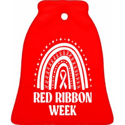 We Wear Red Ribbon Week Drug free red ribbon week Ceramic Bell Ornament