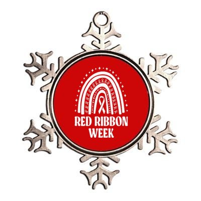 We Wear Red Ribbon Week Drug free red ribbon week Metallic Star Ornament