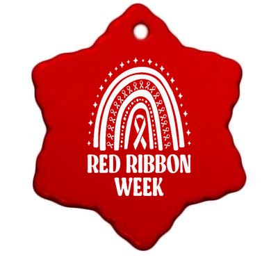 We Wear Red Ribbon Week Drug free red ribbon week Ceramic Star Ornament