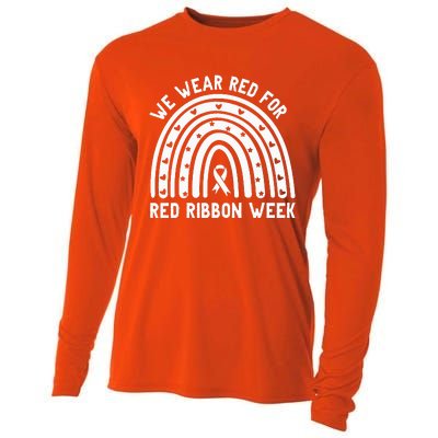 We Wear Red For Red Ribbon Week Awareness Drug Free Rainbow Cooling Performance Long Sleeve Crew