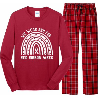 We Wear Red For Red Ribbon Week Awareness Drug Free Rainbow Long Sleeve Pajama Set