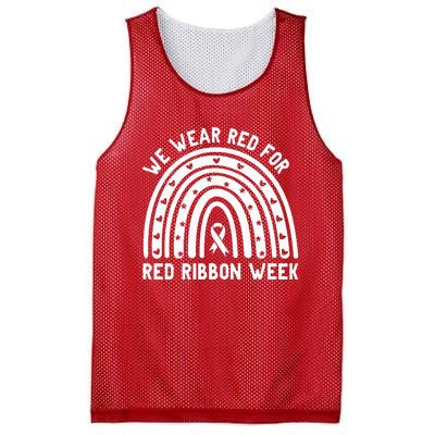 We Wear Red For Red Ribbon Week Awareness Drug Free Rainbow Mesh Reversible Basketball Jersey Tank