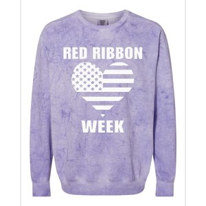 We Wear red For Red Ribbon Week Awareness American Flag Colorblast Crewneck Sweatshirt