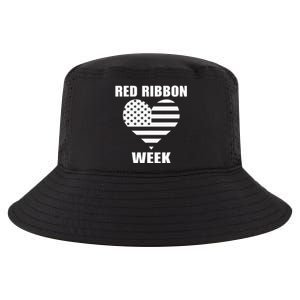 We Wear red For Red Ribbon Week Awareness American Flag Cool Comfort Performance Bucket Hat