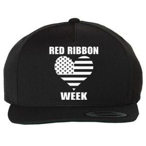 We Wear red For Red Ribbon Week Awareness American Flag Wool Snapback Cap