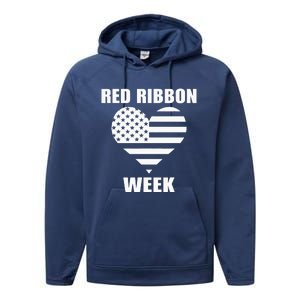 We Wear red For Red Ribbon Week Awareness American Flag Performance Fleece Hoodie