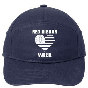 We Wear red For Red Ribbon Week Awareness American Flag 7-Panel Snapback Hat