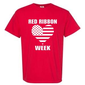 We Wear red For Red Ribbon Week Awareness American Flag Garment-Dyed Heavyweight T-Shirt