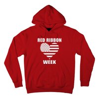 We Wear red For Red Ribbon Week Awareness American Flag Hoodie