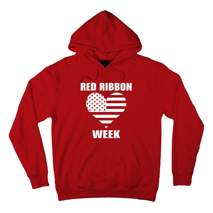 We Wear red For Red Ribbon Week Awareness American Flag Hoodie