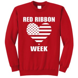 We Wear red For Red Ribbon Week Awareness American Flag Sweatshirt